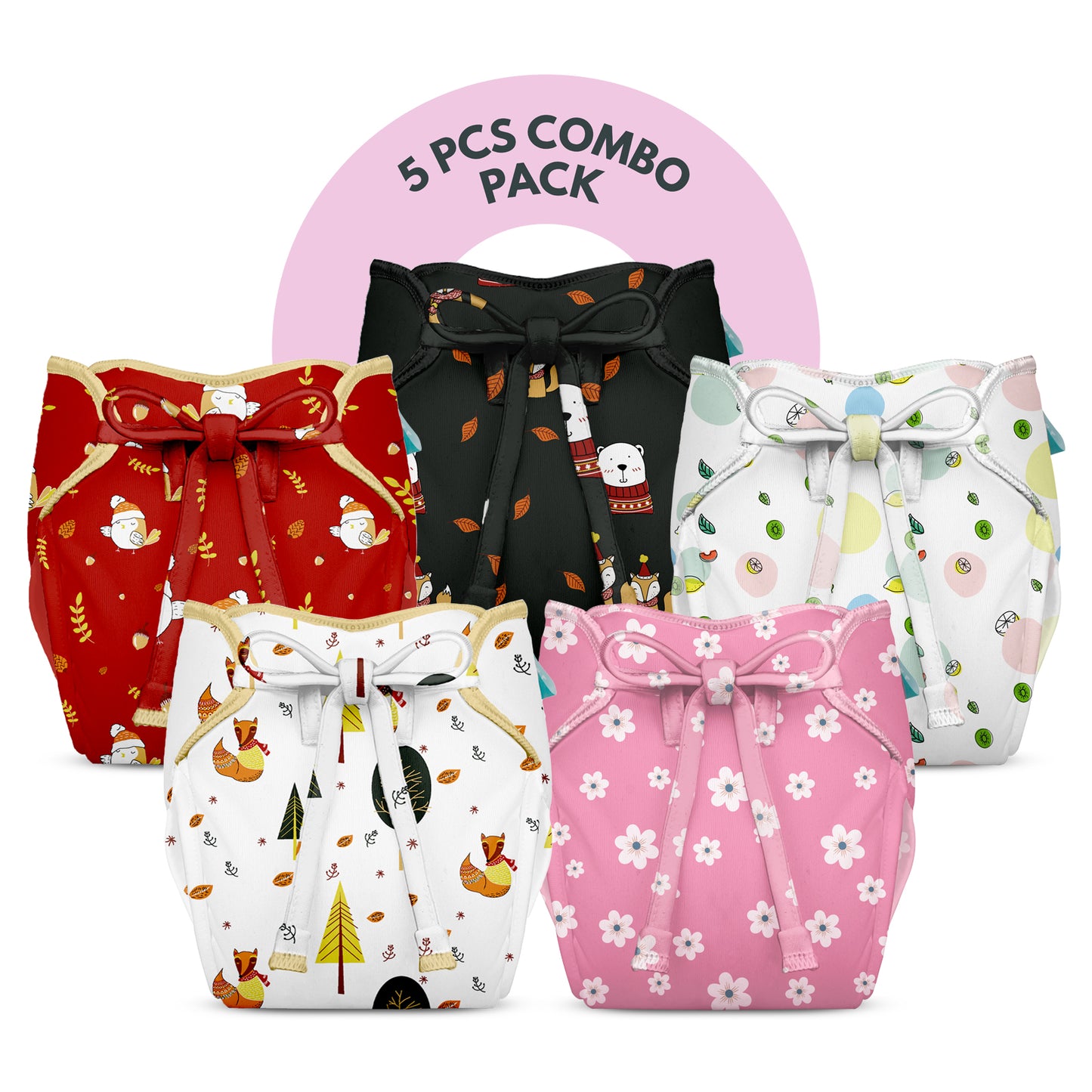 NEW! 5 Piece Pack of New & Improved Smart Nappy for 0-3 months old Infants (Size XS)