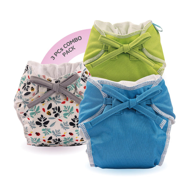 Smart Nappies - Oceanic Blue, Deep Green, Bugs Party Combo