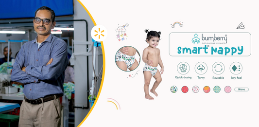 A Walmart Vriddhi feature - A happy baby’s bottom in a ‘Made-in-India’ cloth diaper