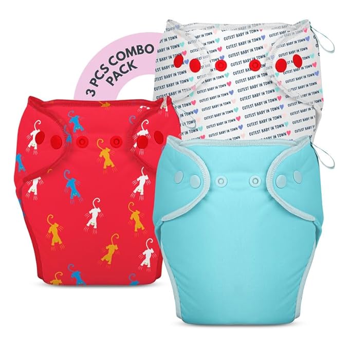 3 Piece Pack of New & Improved Smart Nappy for 4-9 months old Infants (Size SM)