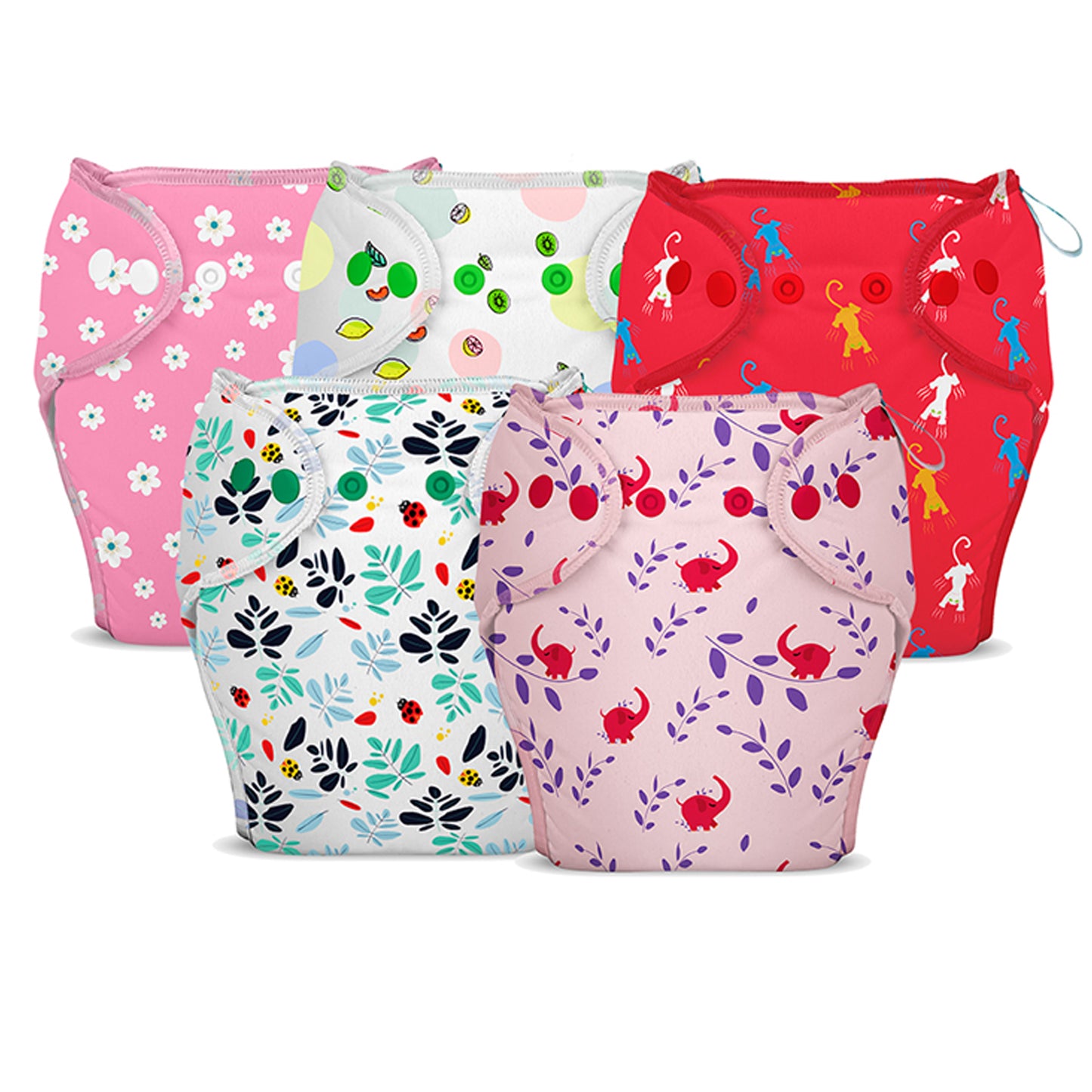 5 Piece Pack of New & Improved Smart Nappy for 4-9 months old Infants (Size SM)