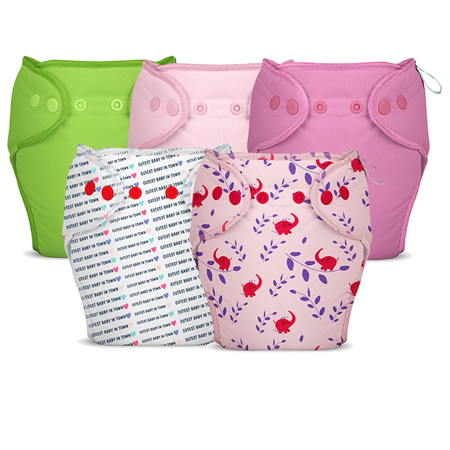 5 Piece Pack of New & Improved Smart Nappy for 4-9 months old Infants (Size SM)