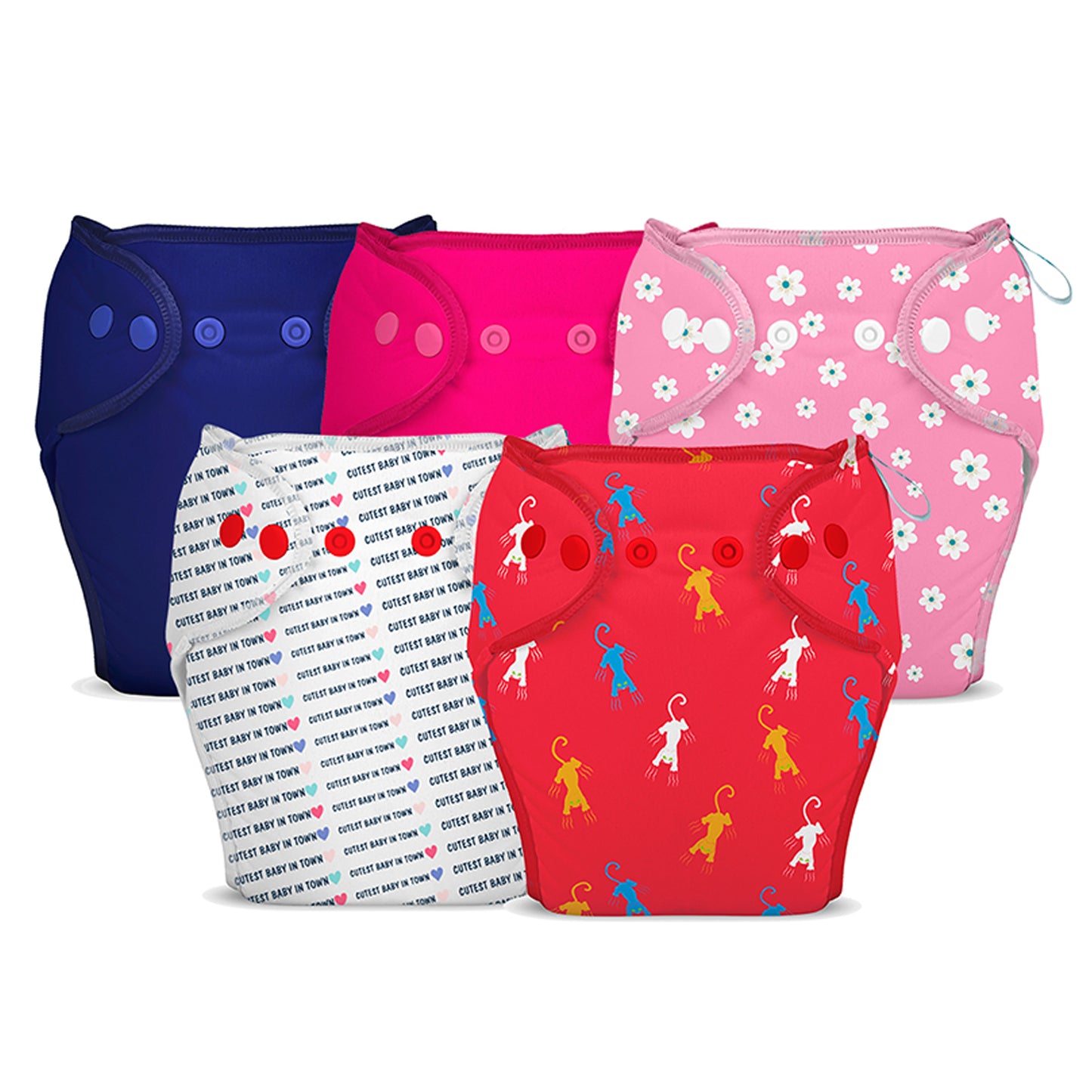 5 Piece Pack of New & Improved Smart Nappy for 4-9 months old Infants (Size SM)