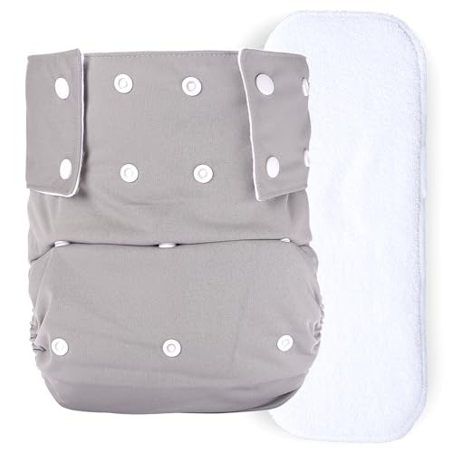 Reusable Cloth Diaper For Adults, Older Men & Women with 1 Wet Free 4 Layer Insert (Grey)