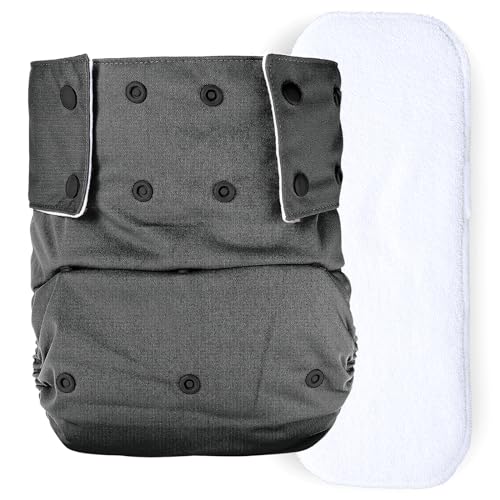 Reusable Cloth Diaper For Adults, Older Men & Women with 1 Wet Free 4 Layer Insert (Ash)