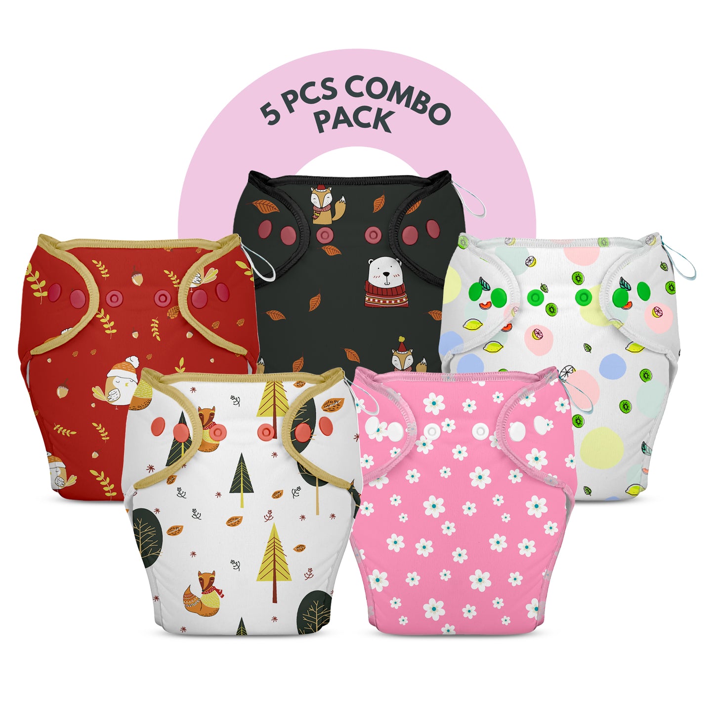 NEW! 5 Piece Pack of New & Improved Smart Nappy for 4-9 months old Infants (Size SM)