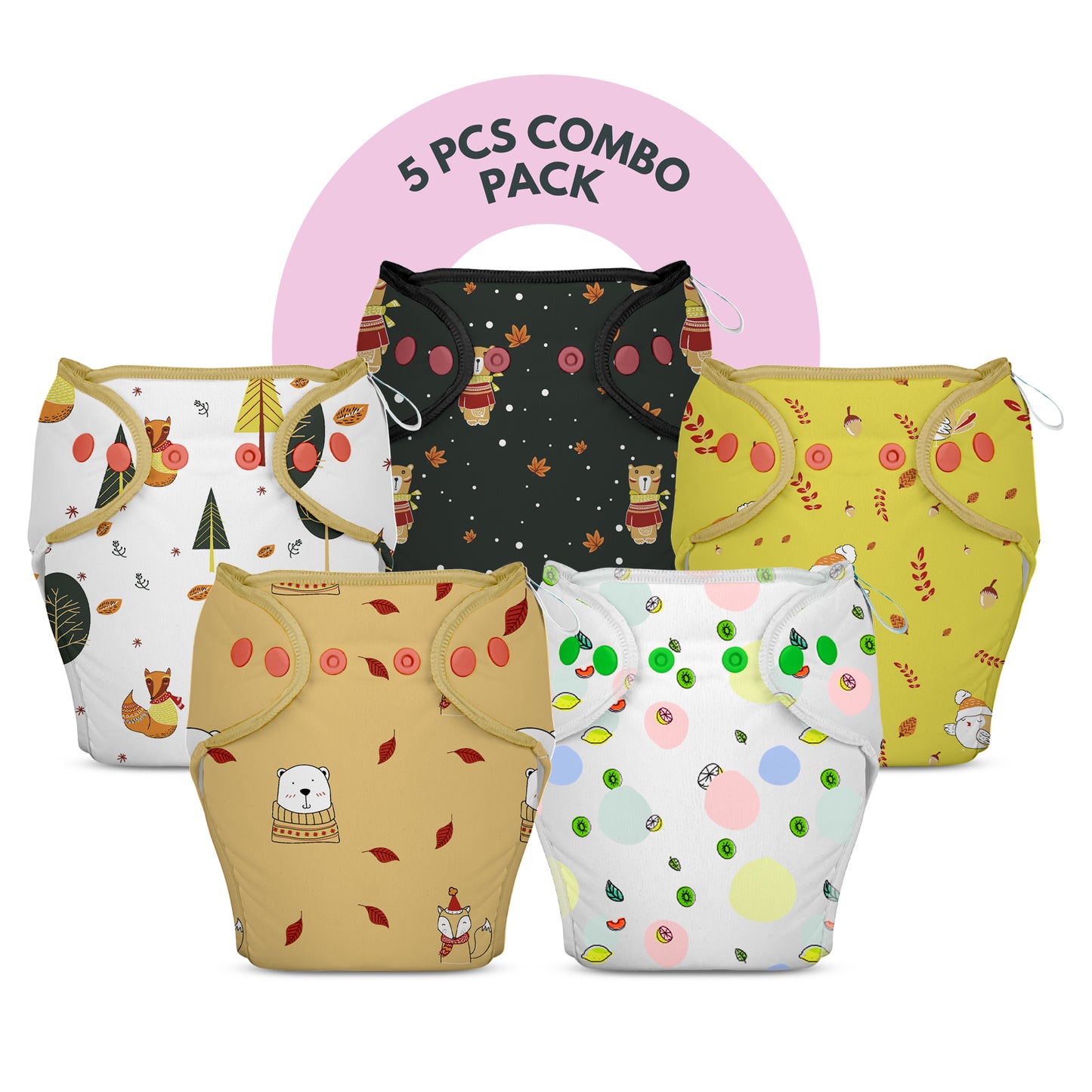 NEW! 5 Piece Pack of New & Improved Smart Nappy for 4-9 months old Infants (Size SM)