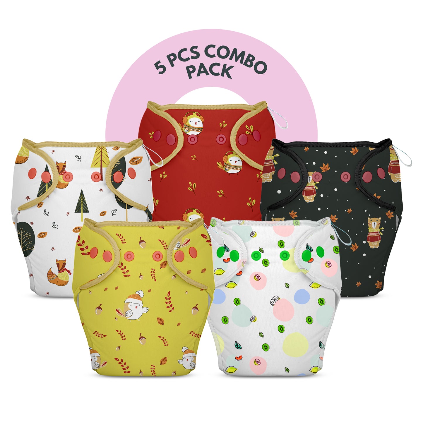 NEW! 5 Piece Pack of New & Improved Smart Nappy for 4-9 months old Infants (Size SM)