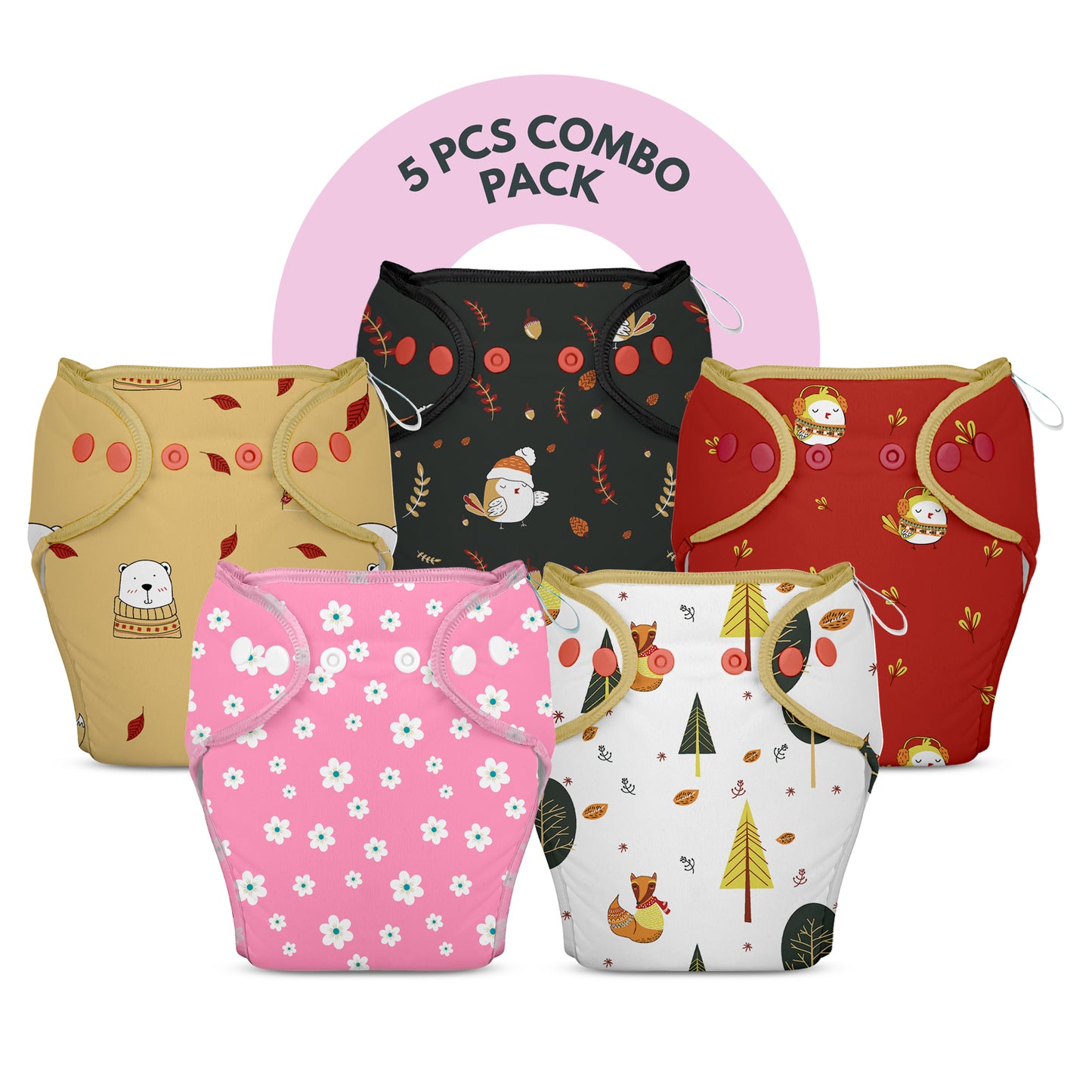 NEW! 5 Piece Pack of New & Improved Smart Nappy for 4-9 months old Infants (Size SM)