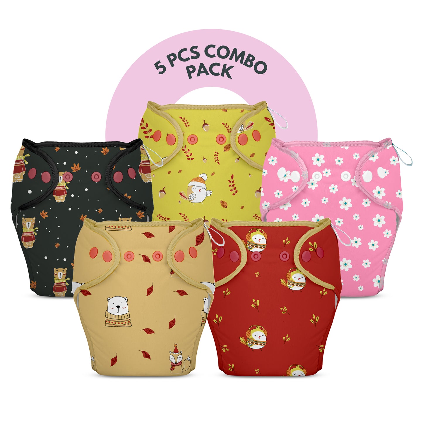 NEW! 5 Piece Pack of New & Improved Smart Nappy for 4-9 months old Infants (Size SM)