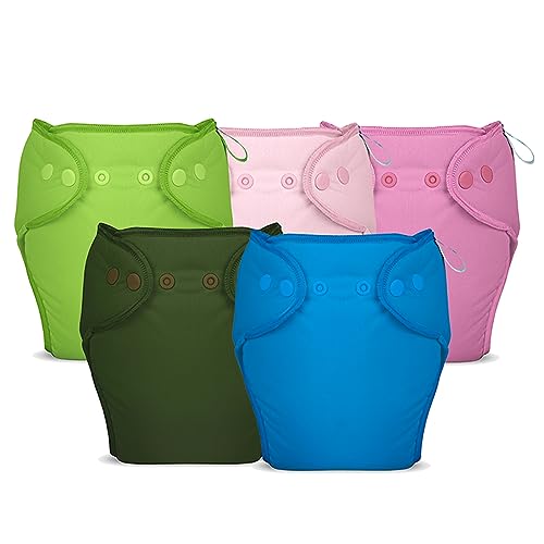 Bumberry New & Improved Smart Nappy | Holds Upto 3 Pees With Extra Absorbtion & 100% Leak Protection All in One Cloth Diaper - 5 Pcs - Kit 5