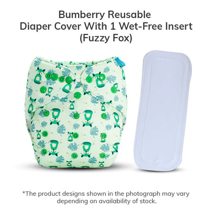 Diaper Cover ( Fuzzy fox) + 1 wet free insert
