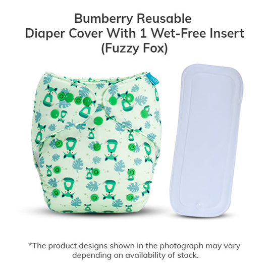 Diaper Cover ( Fuzzy fox) + 1 wet free insert