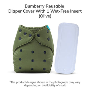 Bumberry Diaper Cover (Olive) + 1 wet free insert