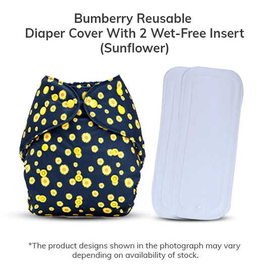 Diaper Cover (Sunflower) + 2 wet free insert
