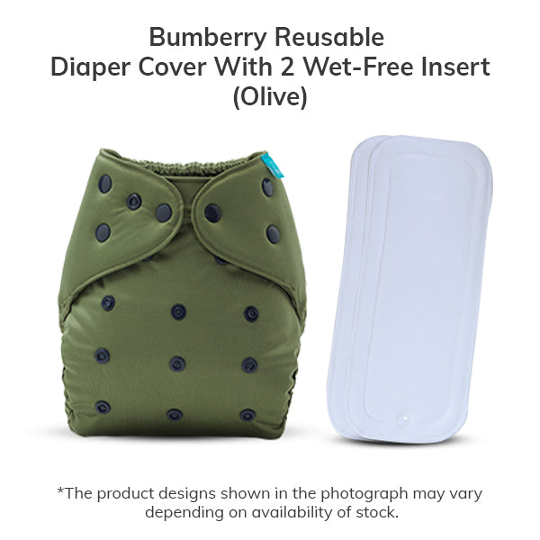 Bumberry Diaper Cover (Olive) + 2 wet free insert