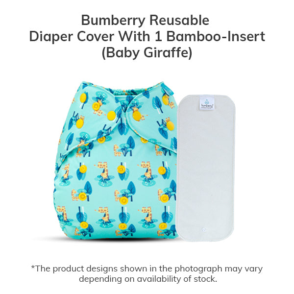 Bumberry Diaper Cover (Baby giraffe) + 1 bamboo insert