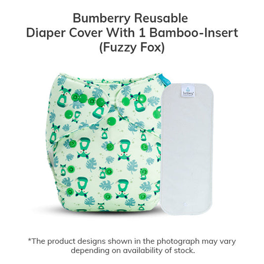 Diaper Cover (Fuzzy fox) + 1 bamboo insert
