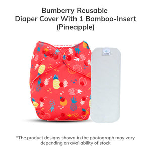 Bumberry Diaper Cover (Pineapple) + 1 bamboo insert