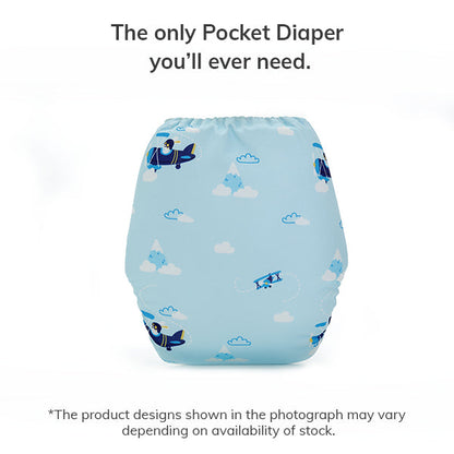 Pocket Diaper Active Baby Helicopter, Jeans, Deep blue combo