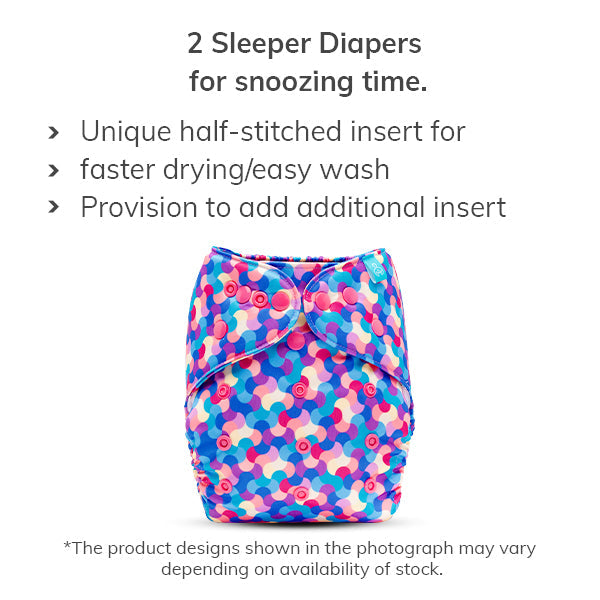 Super Fresh 24x7 Comfort Combo (6-36 Months) - 6 Piece Pack with Diaper Cover, Pocket Diaper & Sleeper Diaper (6 Inserts)