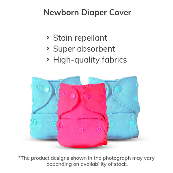 Newborn Mega Combo (0-6 Months) - 9 Piece Pack With Smart Nappy, Newborn Diaper Cover & 6 Wet-Free Inserts