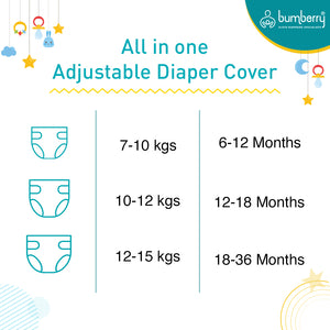 Bumberry Baby Pocket Diaper 2.0- Waterproof Reusable & Adjustable Cloth Diaper with leg gusset, wetfree lining & 2 extralong wetfree insert(6 -36 months,Brush stroke)