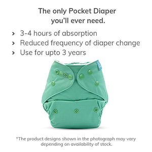 Pocket Diaper Active Baby Fuzzy fox, Blue green Combo