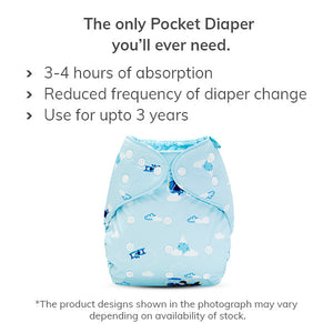 Pocket Diaper Active Baby Helicopter, Jeans, Blue green Combo