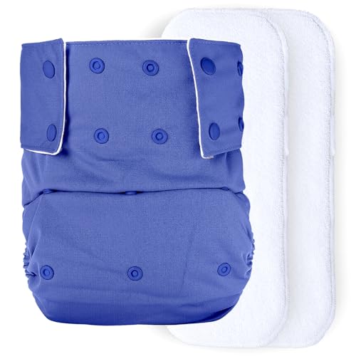 Bumberry Adult Cloth Diaper "SML" (Waist Size 28-36 inch) Senior Reusable Washable for Older Men & Women with 2 Wet Free Four Layer Inserts for Day & Night Incontinence & Bedwetting, (Deep Blue)