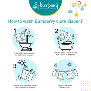 Bumberry Baby Pocket Diaper 2.0- Waterproof Reusable & Adjustable Cloth Diaper with leg gusset, wetfree lining & 2 extralong wetfree insert(6 -36 months,Baby Giraffe)