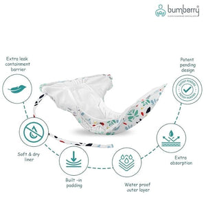 Bumberry Smart Nappy New Born Baby Cloth Diaper Combo with Size Adjustable Band, Reusable& Washable Diaper Leak Proof, Smart Langot For Just Born Babies(0-3 months)(Baby elephant, Fruityline, Lilies)