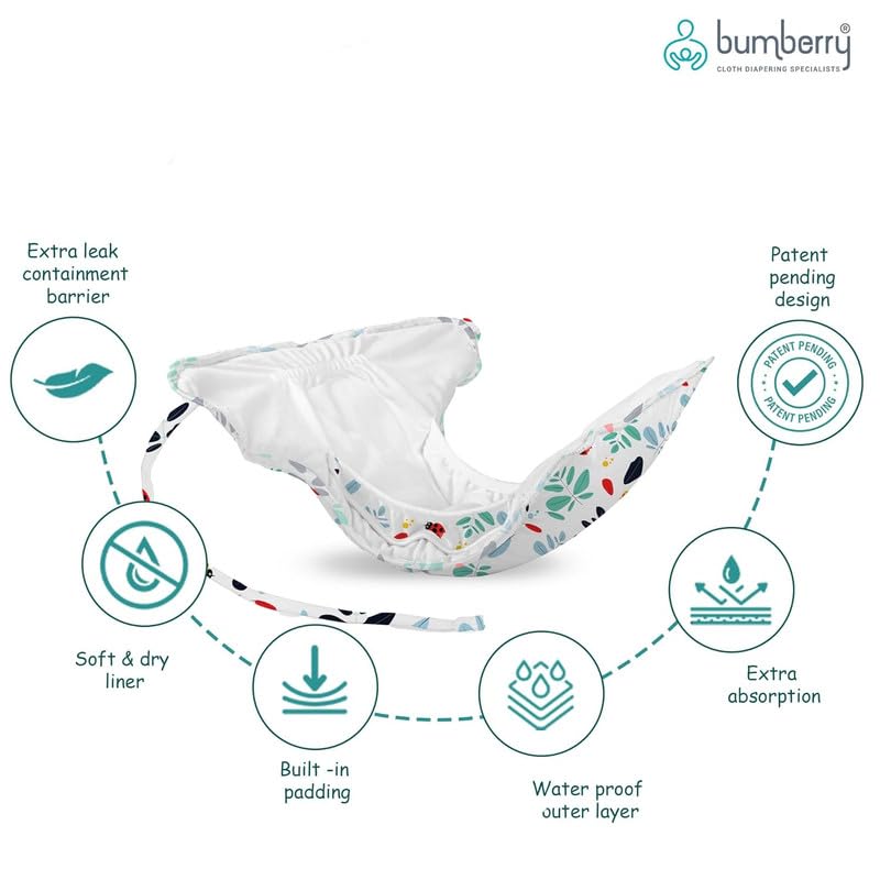 Bumberry New & Improved Smart Nappy For New Born Baby (SM |4-9 months) | Holds Upto 3 Pees With Extra Absorbtion & 100% Leak Protection All in One Cloth Diaper For Just Borns - 2 Pcs - Kit 11