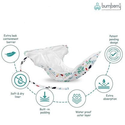 Bumberry New & Improved Smart Nappy For New Born Baby (LXL |10-18 months) Elephant| Holds Upto 3 Pees With Extra Absorbtion & 100% Leak Protection All in One Cloth Diaper For Just Borns - TRY ME PACK
