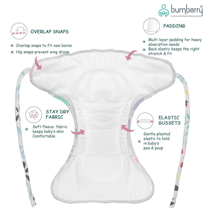 Bumberry New & Improved Smart Nappy For New Born Baby (LXL |10-18 months) Pink| Holds Upto 3 Pees With Extra Absorbtion & 100% Leak Protection All in One Cloth Diaper For Just Borns - TRY ME PACK