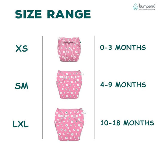 Bumberry New & Improved Smart Nappy | Holds Upto 3 Pees With Extra Absorbtion & 100% Leak Protection All in One Cloth Diaper - 5 Pcs - Kit 1