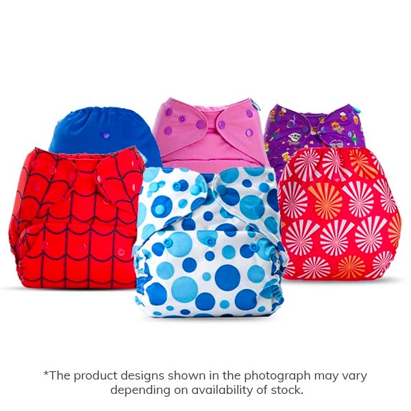 Mega Diaper Cover Combo (6-36 Months) - 6 Piece Pack with 12 Wet-Free Inserts