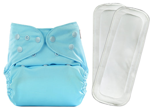 Diaper Cover (Baby Blue) + Two Wet Free Insert