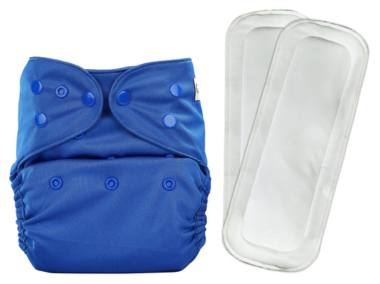 Diaper Cover (Deep Blue) + Two Wet Free Insert