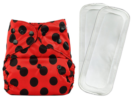 Diaper Cover (Ladybug) + Two Wet Free Insert