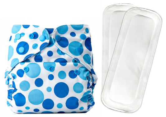 Diaper Cover (Blue Dots) + Two Wet Free Insert