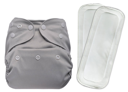 Diaper Cover (Grey) + Two Wet Free Insert