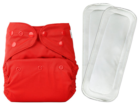 Diaper Cover (Red) + Two Wet Free Insert