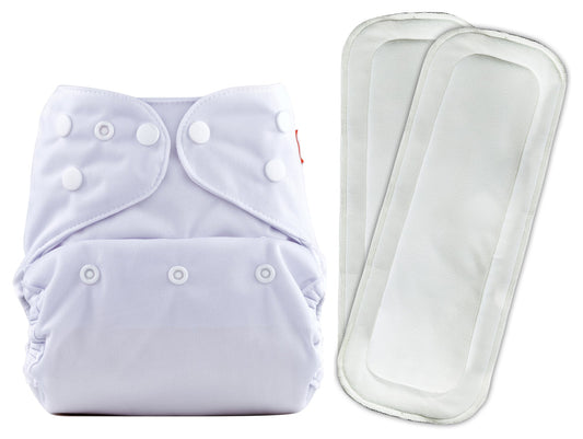 Diaper Cover (White) + Two Wet Free Insert