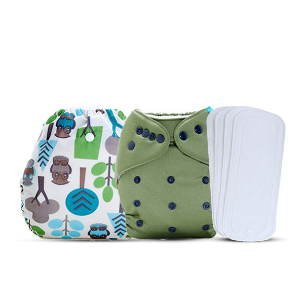 Diaper Cover Daily Use Tree, Olive Combo