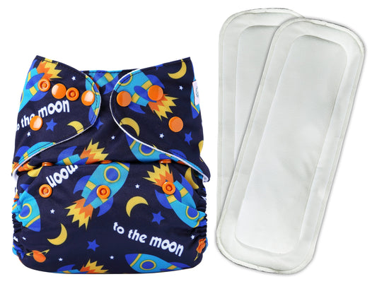 Diaper Cover (Moons) + Two Wet Free Insert