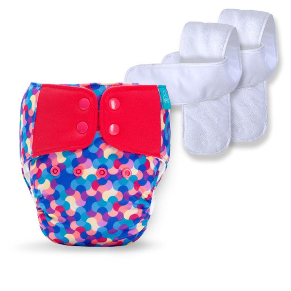 Bumberry Baby Pocket Diaper 2.0- Waterproof Reusable & Adjustable Cloth Diaper with leg gusset, wetfree lining & 2 extralong wetfree insert(6 -36 months, Mosaic)