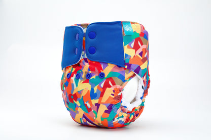 Bumberry Baby Pocket Diaper 2.0- Waterproof Reusable & Adjustable Cloth Diaper with leg gusset, wetfree lining & 2 extralong 100% cotton insert(13 -36 months, Brush stroke)