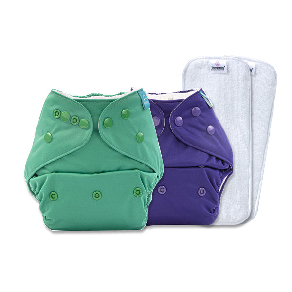 Pocket Diaper Active use Blue green, Purple combo